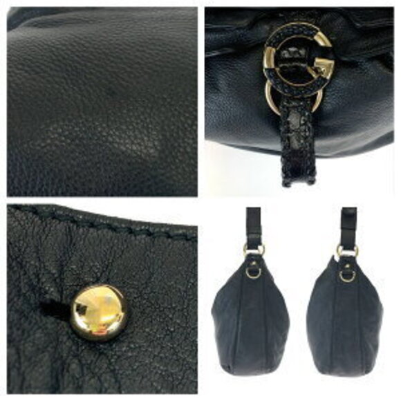 Gucci Wave Hobo shoulder black Crocodile bag GG leather New main image 7